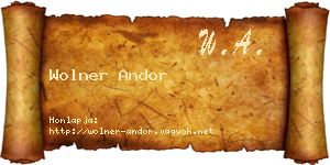 Wolner Andor névjegykártya